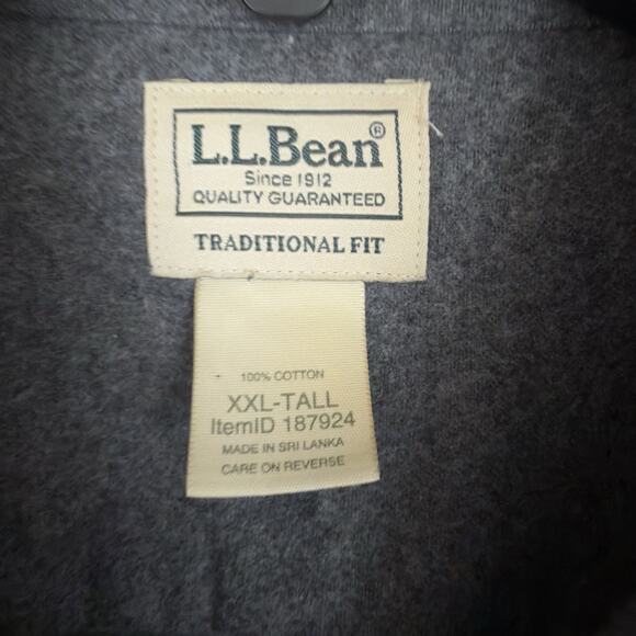 L.L. Bean Men’s XXL Tall Gray Chamois Cloth Shirt Traditional Fit Cotton - Picture 2 of 10